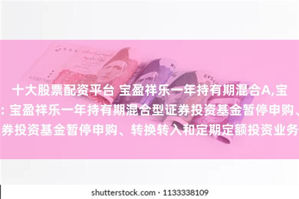 十大股票配资平台 宝盈祥乐一年持有期混合A,宝盈祥乐一年持有期混合C: 宝盈祥乐一年持有期混合型证券投资基金暂停申购、转换转入和定期定额投资业务的公告