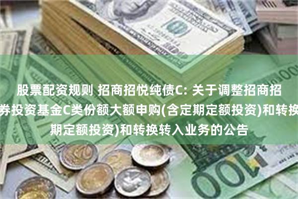股票配资规则 招商招悦纯债C: 关于调整招商招悦纯债债券型证券投资基金C类份额大额申购(含定期定额投资)和转换转入业务的公告