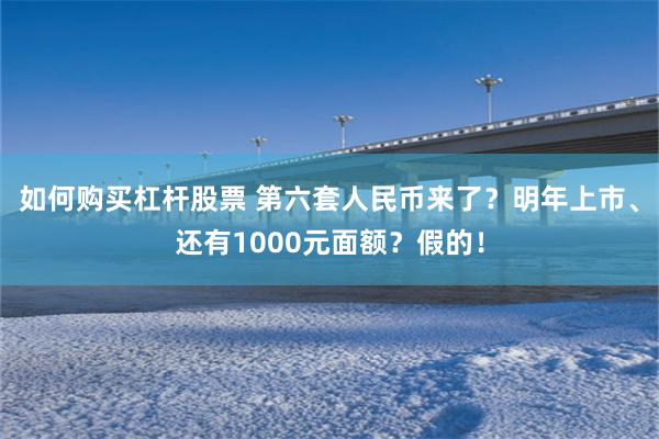 如何购买杠杆股票 第六套人民币来了？明年上市、还有1000元面额？假的！