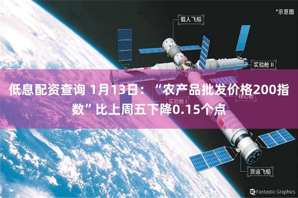 低息配资查询 1月13日：“农产品批发价格200指数”比上周五下降0.15个点