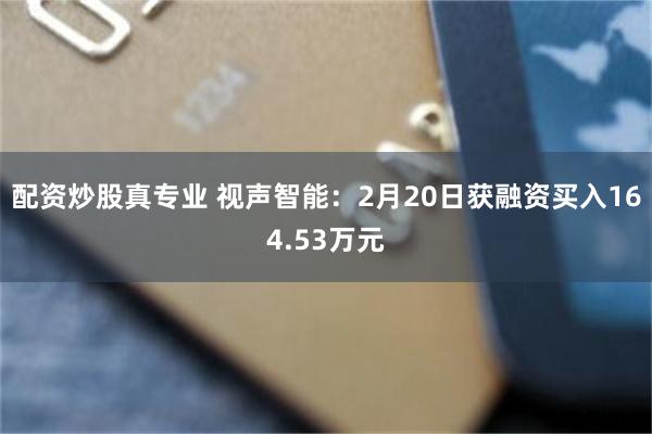 配资炒股真专业 视声智能：2月20日获融资买入164.53万元