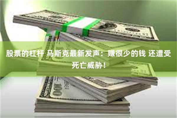 股票的杠杆 马斯克最新发声：赚很少的钱 还遭受死亡威胁！