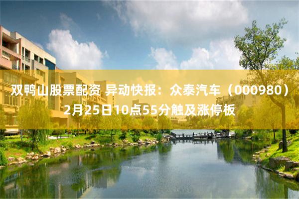 双鸭山股票配资 异动快报：众泰汽车（000980）2月25日10点55分触及涨停板