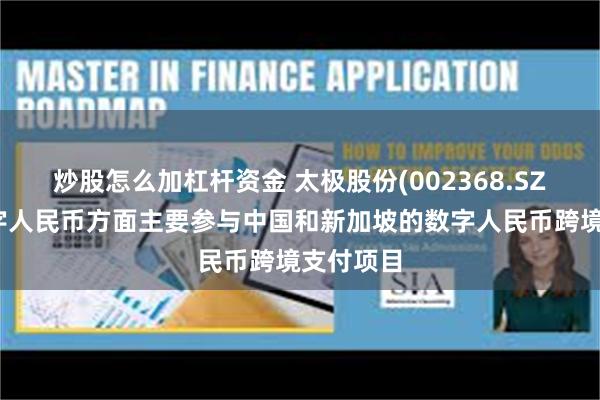 炒股怎么加杠杆资金 太极股份(002368.SZ)：在数字人民币方面主要参与中国和新加坡的数字人民币跨境支付项目